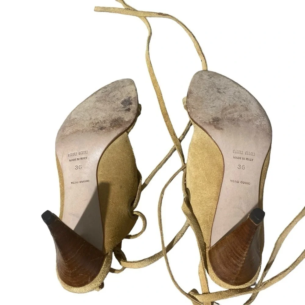 Mui Mui Strappy Suede Heeled Sandals Sz 35 (US Size 5 via chart)